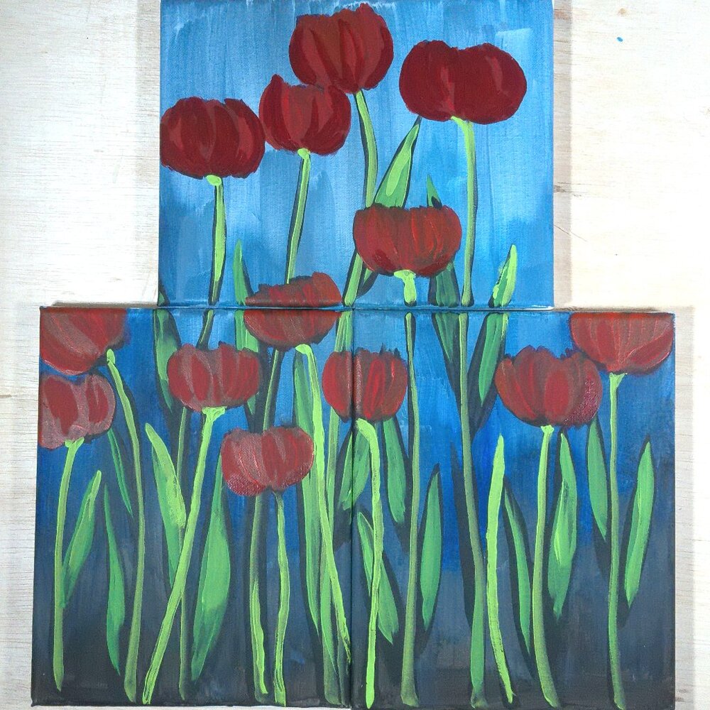 Original Painting by Artist Rachael Potter -Botanical "Tulips Rising" -